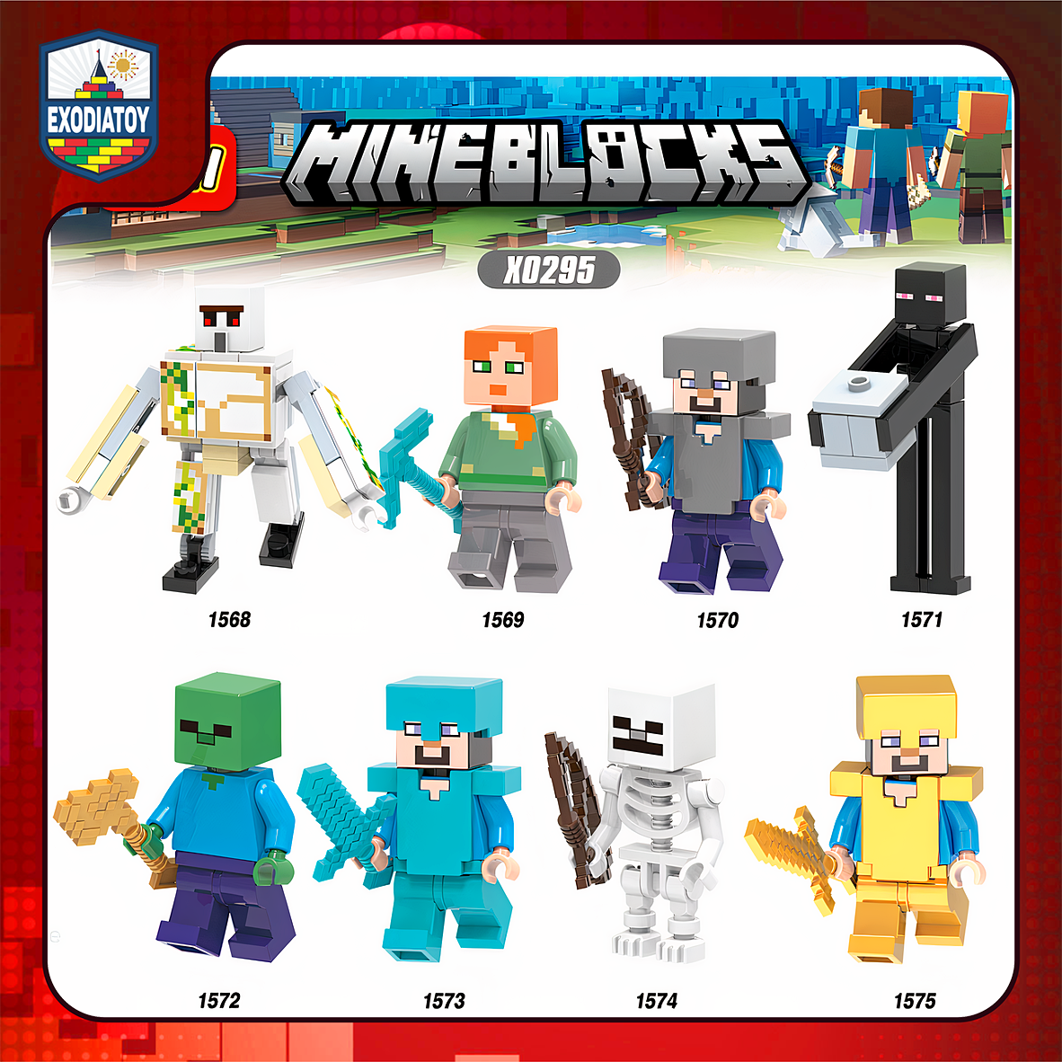 Minifigure Nhân vật Người chơi và các Mob thù địch Thế Giới Minecraft - XINH X0295
