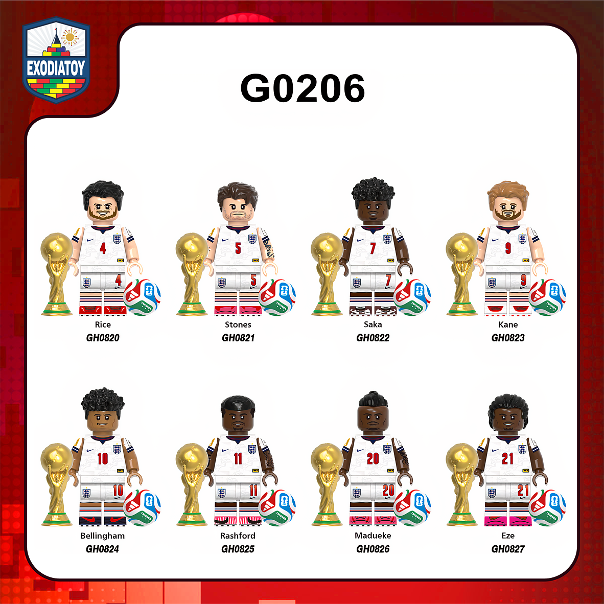 Minifigure Siêu sao bóng đá đội tuyển Anh tham dự World Cup 2026 - XINH G0206
