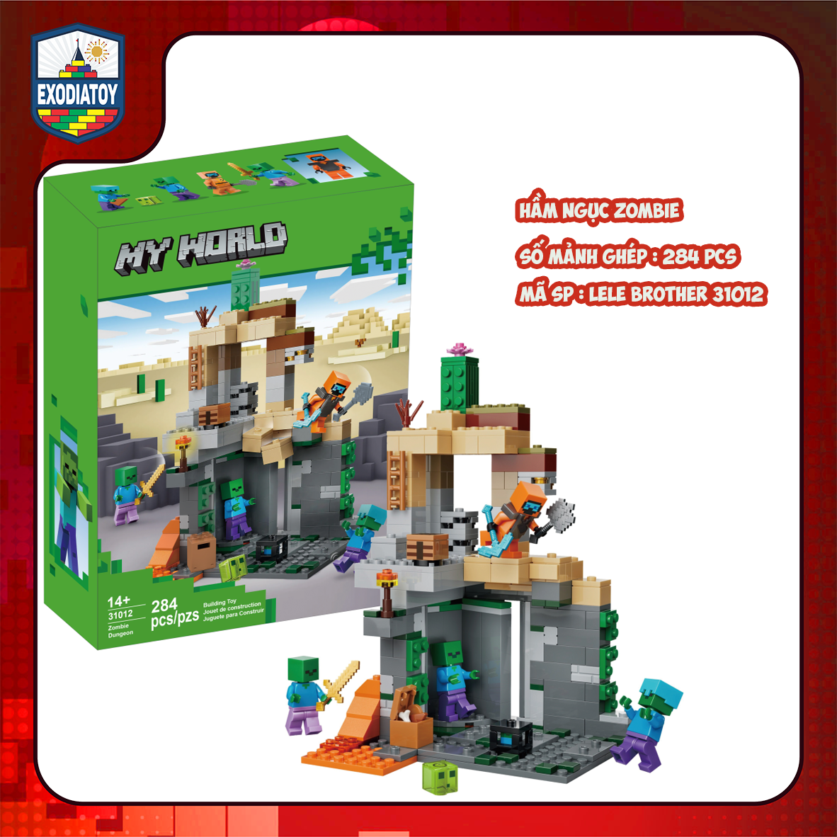 Xếp hình Minecraft Zombie Dungeon : Hầm Ngục Zombie - LELE BROTHER 31012