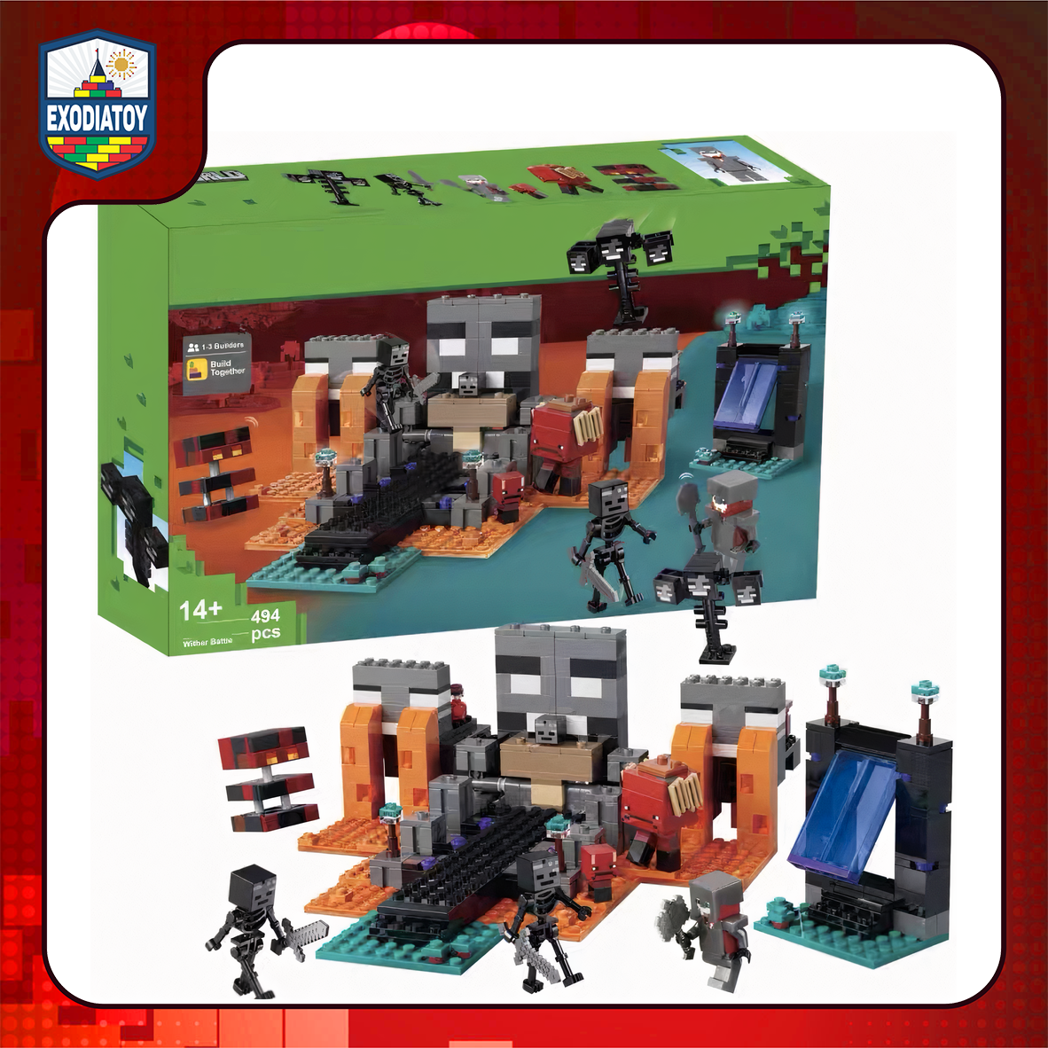 Xếp hình Minecraft Đại Chiến Quái Trùm Ba Đầu Ở Vùng Đất Dung Nham Wither Battle - LELE BROTHER 31014