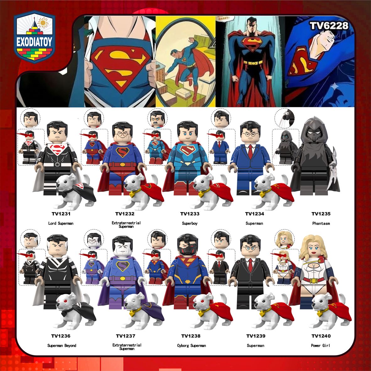 Minifigure Siêu anh hùng DC Comics Siêu anh hùng Superman các phiên bản đa vũ trụ - TV6228