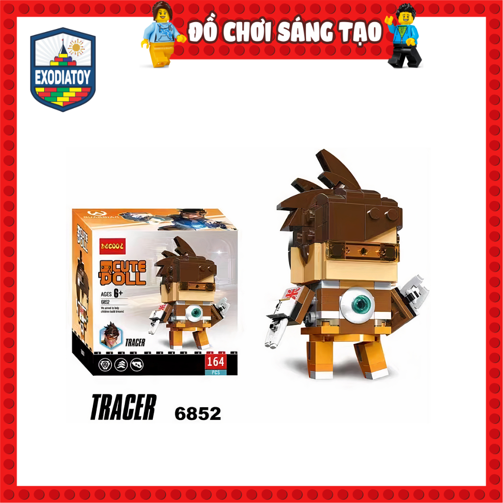 [KHÔNG HỘP] Mô hình BrickHeadz Overwatch Lena Oxton Tracer - DECOOL 6852