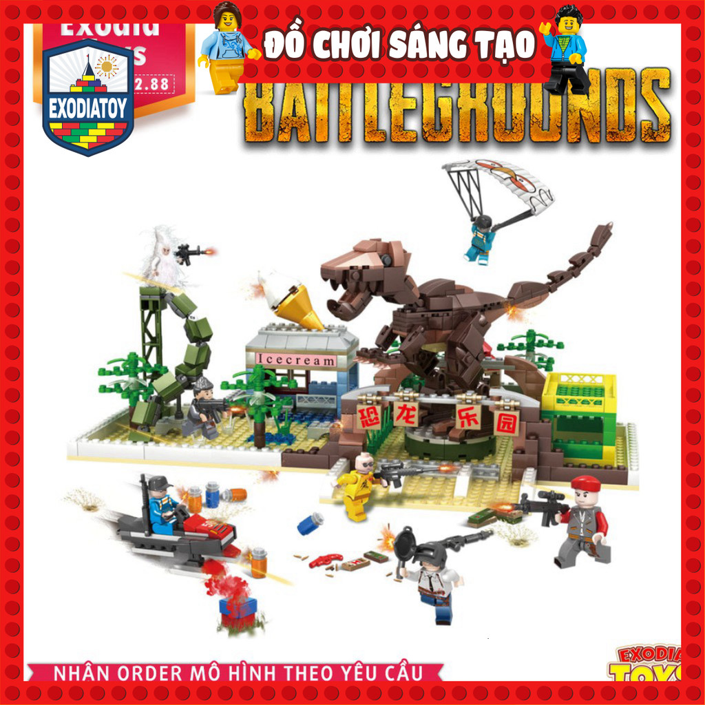 Mô hình PUBG Chiến đấu trong công viên Khủng Long : PUBG Jurassic Park - Đồ Chơi Lắp Ghép Sáng Tạo - LEDUO 78016