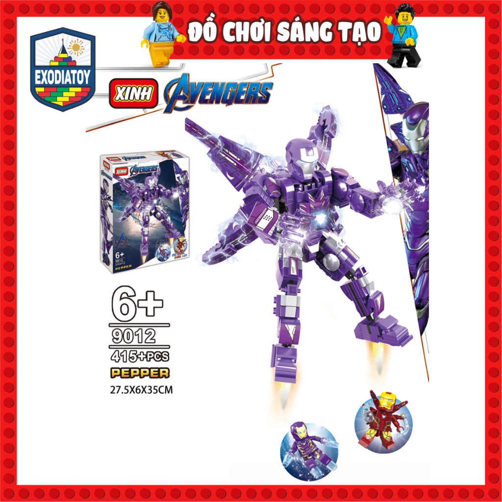 Mô hình Marvel Avengers Chiến giáp Rescue Mark XLIX của Pepper Potts (kèm Minifigure Rescue và Iron Man) - XINH X9012