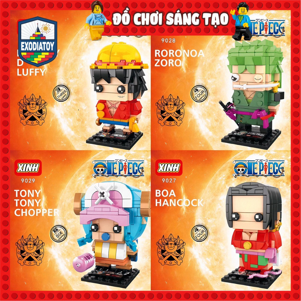[KHÔNG HỘP] Mô hình BrickHeadz Nhân vật trong One Piece Đảo Hải Tặc - Đồ Chơi Lắp Ghép Sáng Tạo - XINH XH9026 - 9029