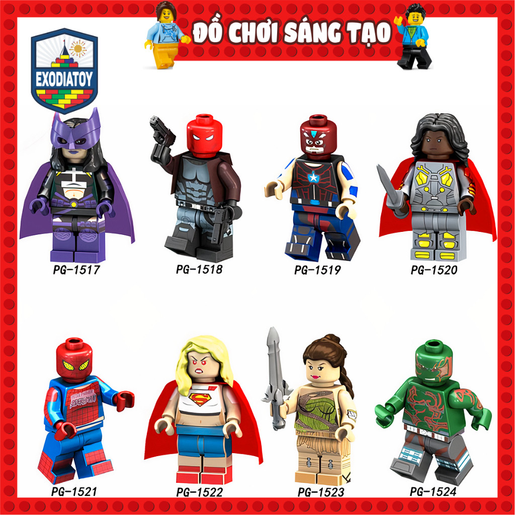 Mô hình Minifigure Nhân vật siêu anh hùng vũ trụ Marvel và DC Comics - Đồ Chơi Lắp Ghép Sáng Tạo - POGO PG8123