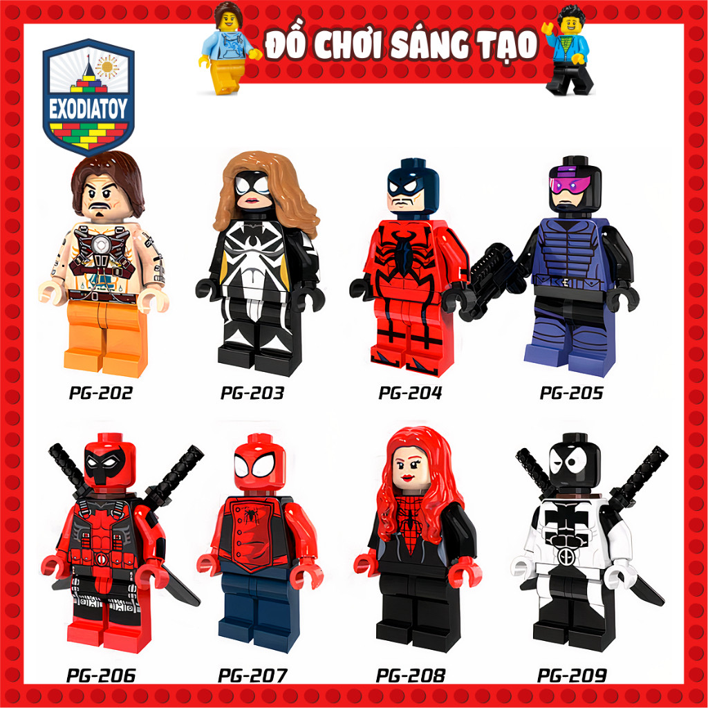 Mô hình Minifigure Siêu anh hùng Marvel : Spider-Man, Venom, Deadpool - Đồ Chơi Lắp Ghép Sáng Tạo - POGO PG8057