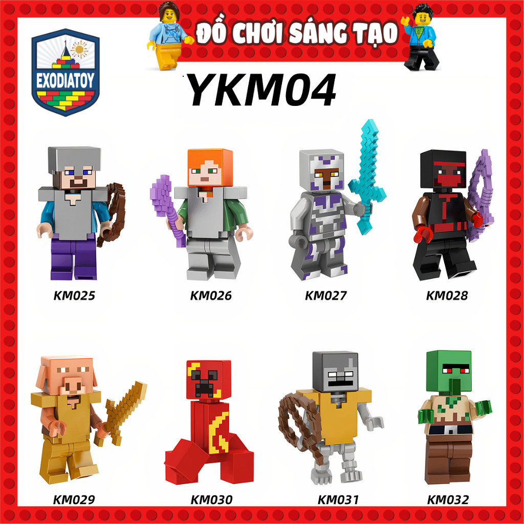 Mô hình Minifigure Nhân vật trò chơi My World Minecraft - Đồ Chơi Sáng Tạo - YKM04