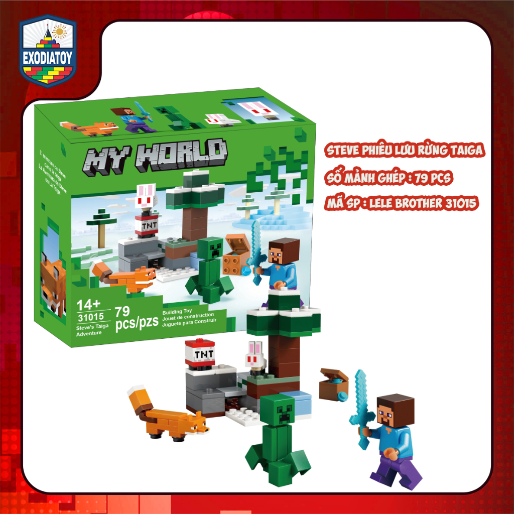 Mô hình trò chơi Thế Giới Mở My World Steve phiêu lưu rừng Taiga - LELE BROTHER 31015