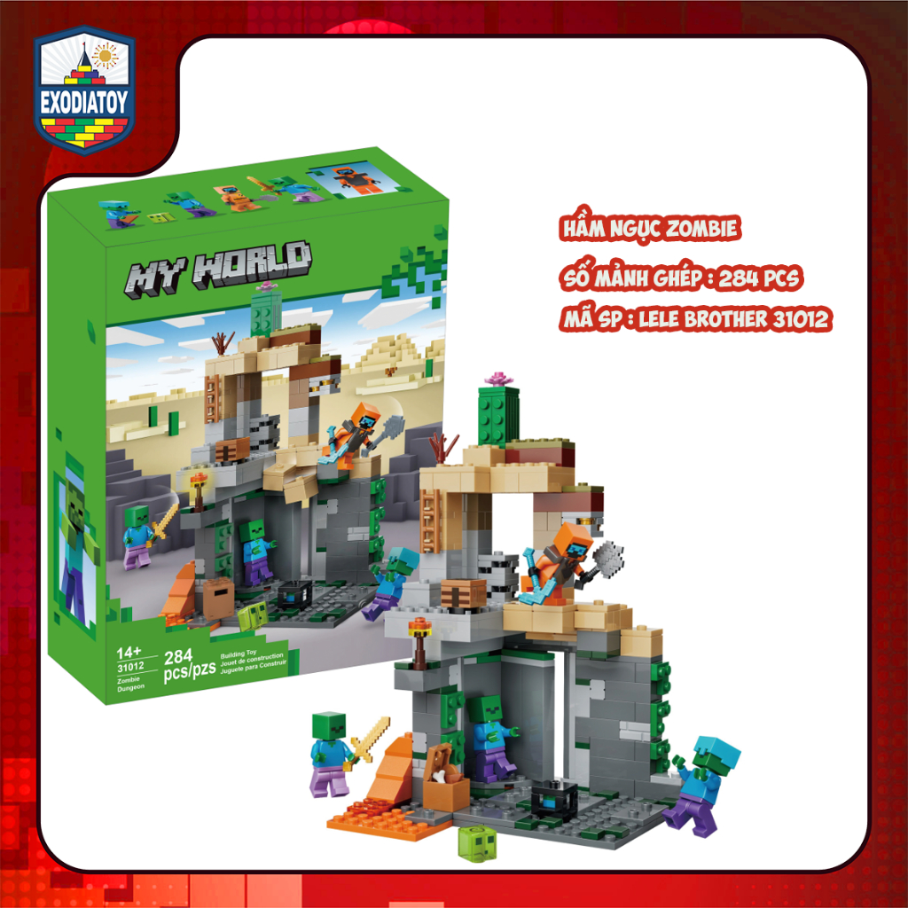 Mô hình trò chơi phiêu lưu Thế Giới Mở My World Hầm Ngục Zombie - LELE BROTHER 31012