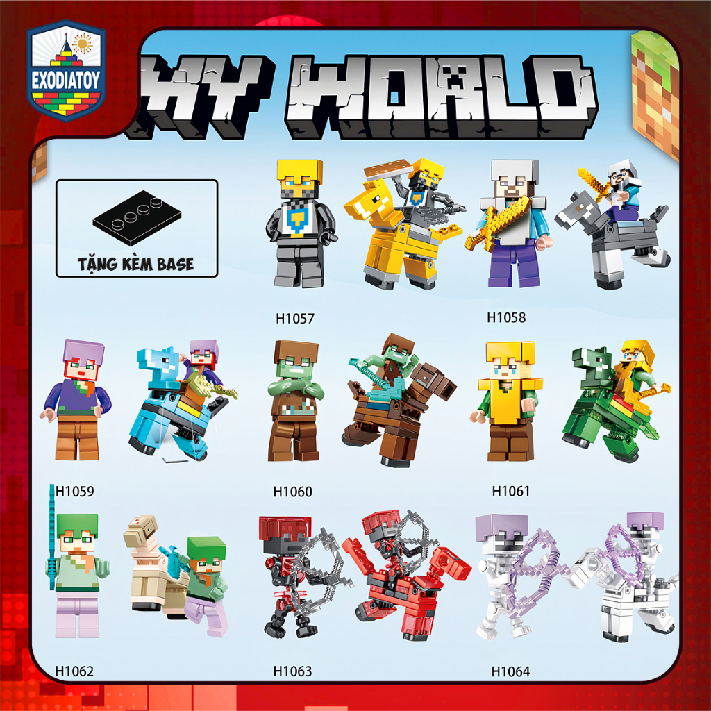 Mô hình nhỏ Nhân vật trò chơi Thế Giới Mở My World - Đồ Chơi Sáng Tạo - H1057-1064