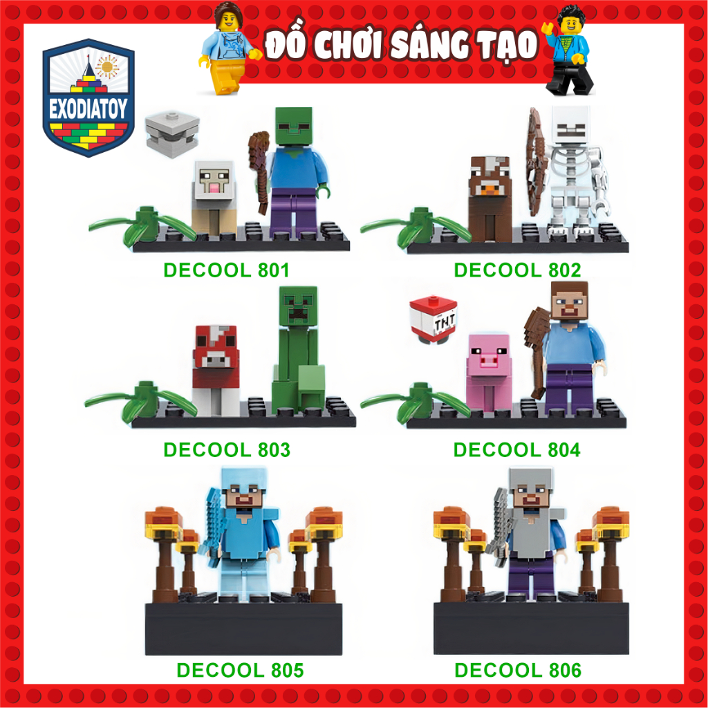 Mô hình nhỏ Nhân vật trò chơi My World Minecraft - Đồ Chơi Sáng Tạo - DECOOL 801-806